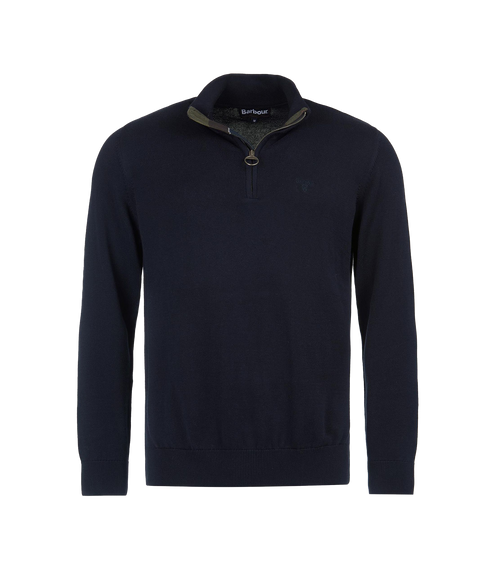 Cotton Half Zip Knitted Jumper - Navy