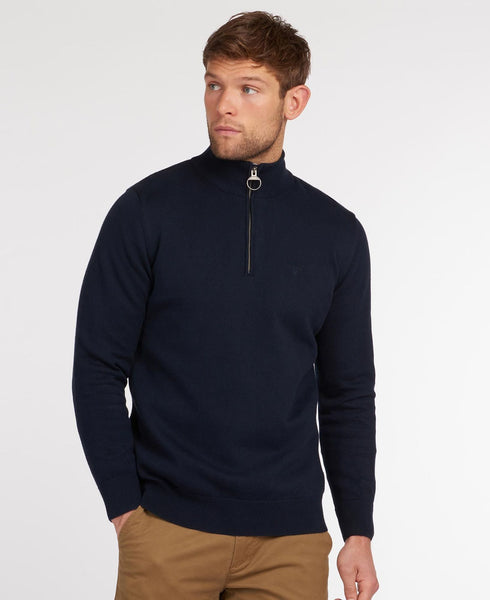 Cotton Half Zip Knitted Jumper - Navy