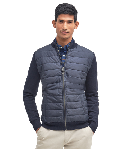 Essential Carn Baffle Zip Through Knitted Jumper - Navy