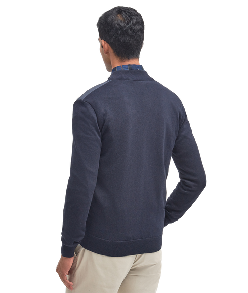 Essential Carn Baffle Zip Through Knitted Jumper - Navy