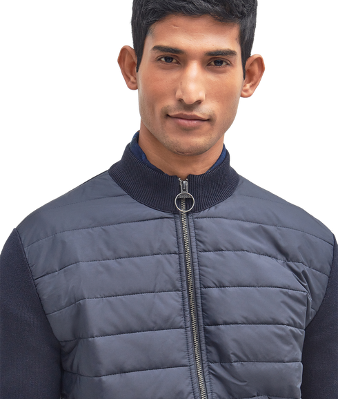 Essential Carn Baffle Zip Through Knitted Jumper - Navy