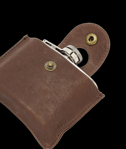 5oz Hinged Hipflask - Brown