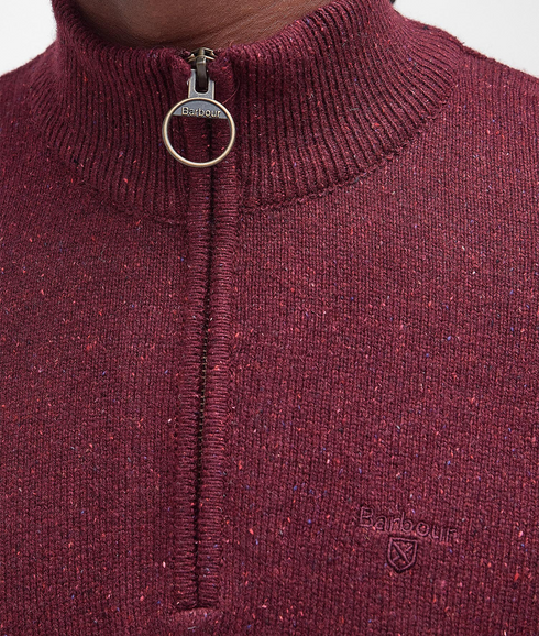 Essential Tisbury Half Zip Knitted Jumper - Ruby