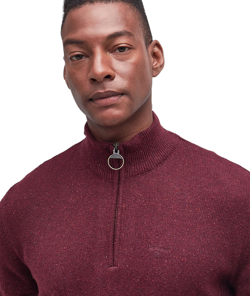 Essential Tisbury Half Zip Knitted Jumper - Ruby