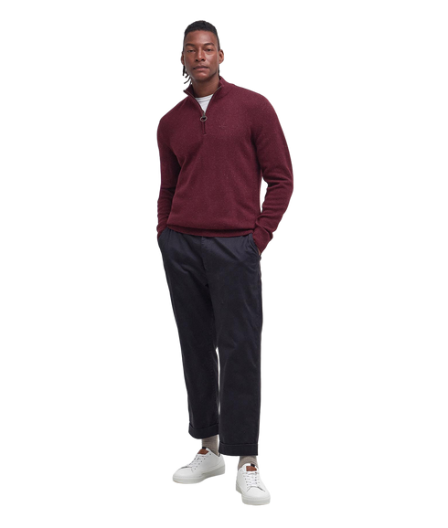 Essential Tisbury Half Zip Knitted Jumper - Ruby