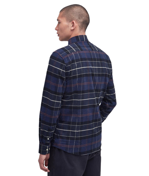 Lutsleigh Tailored Tartan Cord Shirt - Navy Marl