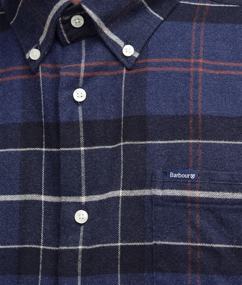 Lutsleigh Tailored Tartan Cord Shirt - Navy Marl