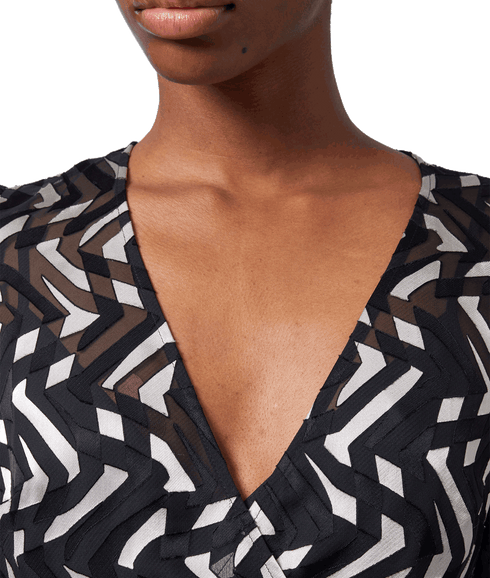 Diandra Satin Burnout Dress - Black