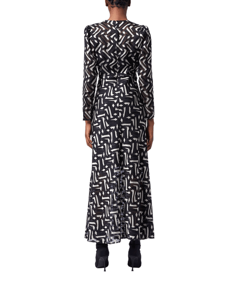 Diandra Satin Burnout Dress - Black