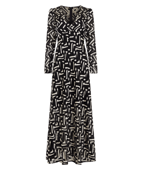 Diandra Satin Burnout Dress - Black