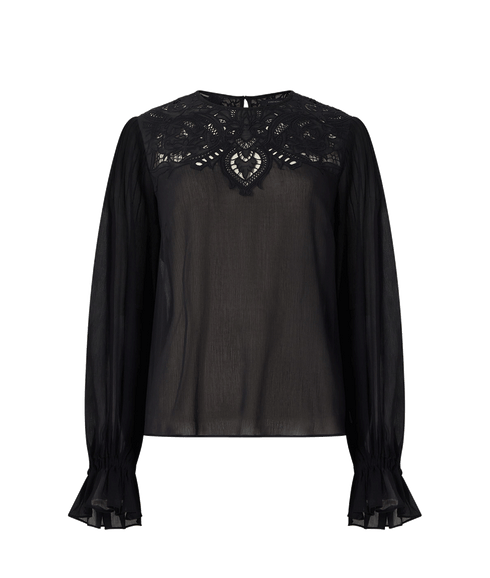 Emina Chiffon Lace Blouse - Black