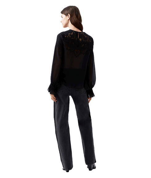 Emina Chiffon Lace Blouse - Black
