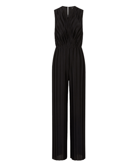 Ronnie Pleated V-Neck Jumpsuit - Black