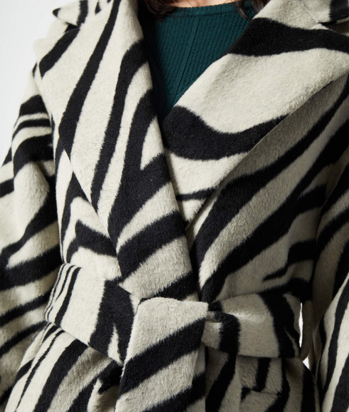 Grace Zebra Belted Coat - Multi