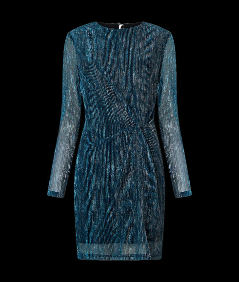Tamy Lurex Long Sleeve Fitted Mini Dress - Blue