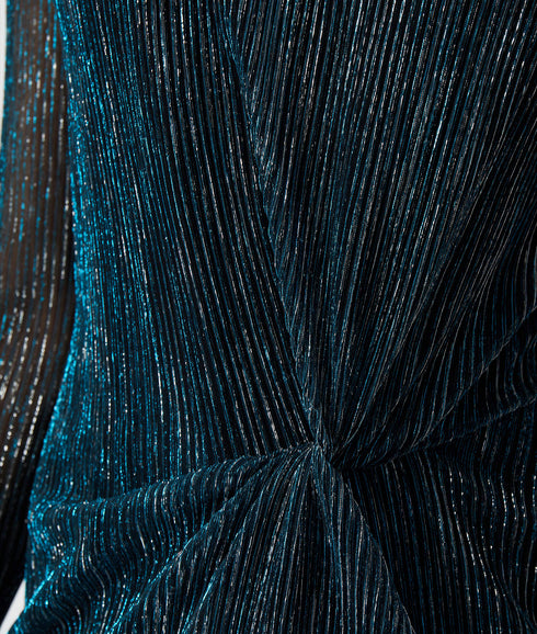 Tamy Lurex Long Sleeve Fitted Mini Dress - Blue