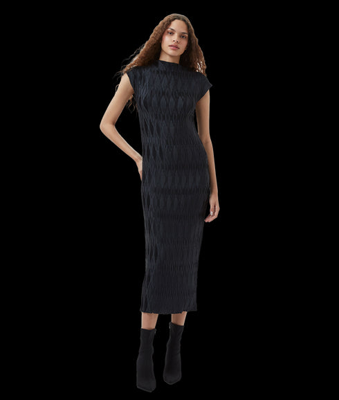Moira Pleated Dress - Navy