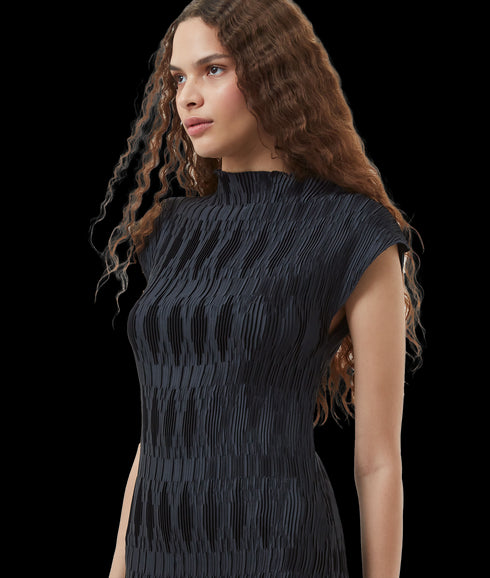 Moira Pleated Dress - Navy