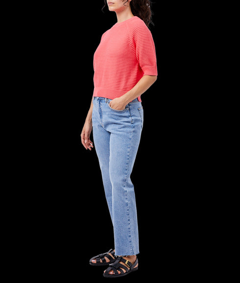 Lily Ss High Neck Top - Pink