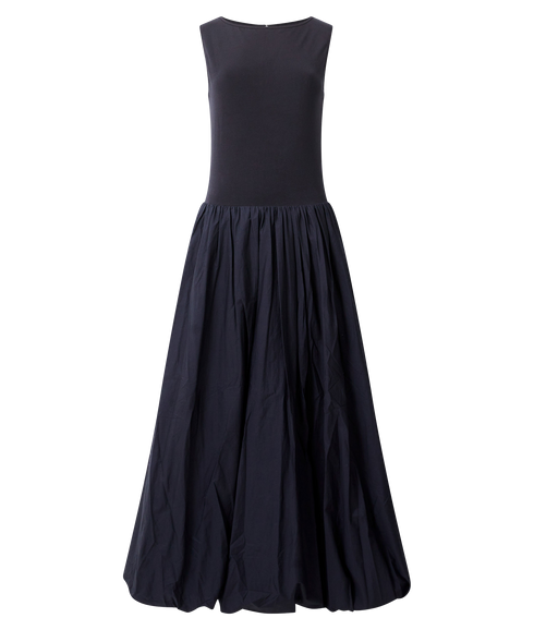 Phoebe Jersey Woven Mix Midi - Black