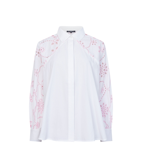 Cambria Cotton Embroidered Shirt - White
