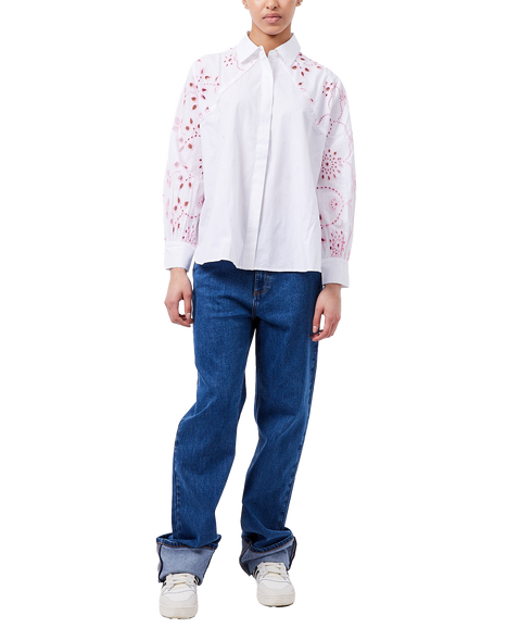 Cambria Cotton Embroidered Shirt - White