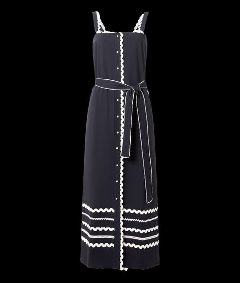 Cambria Cotton Ricrac Dress - Black