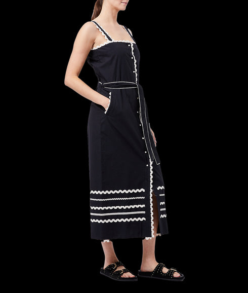 Cambria Cotton Ricrac Dress - Black