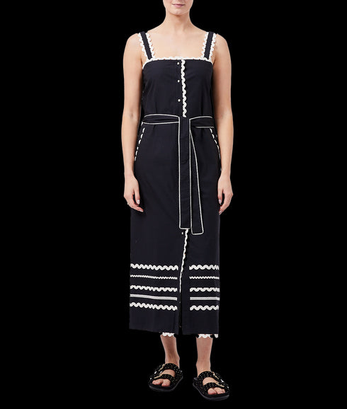 Cambria Cotton Ricrac Dress - Black