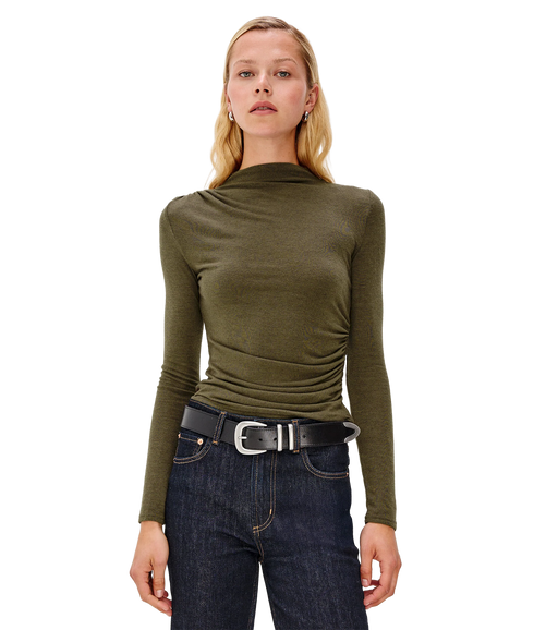 Joelle Knitted Top - Heather Olive