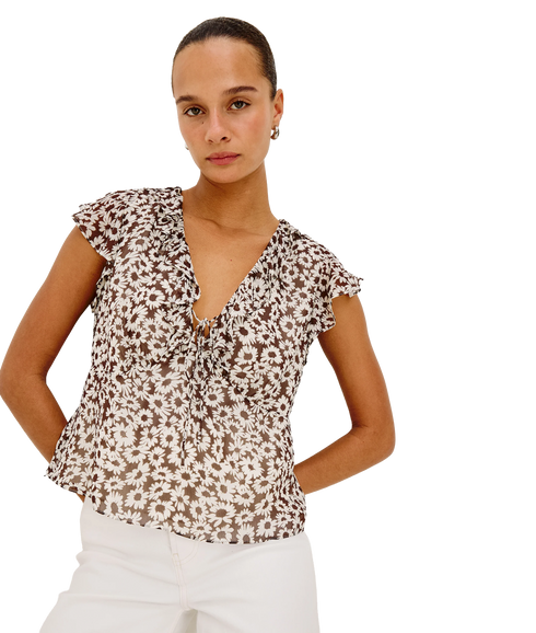 Carmine Top - Espresso Daisy