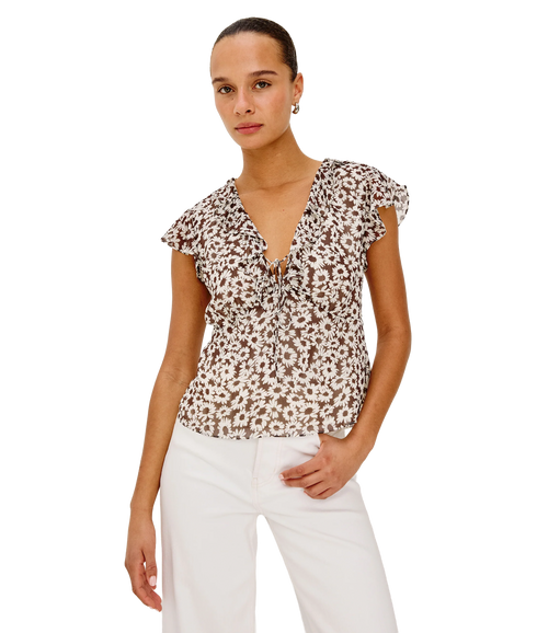 Carmine Top - Espresso Daisy