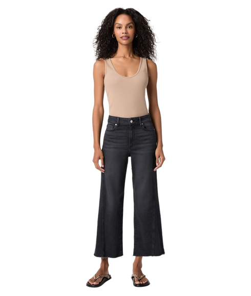 Anessa W/ Twisted Outseam Panel + Raw Hem - Ink Black