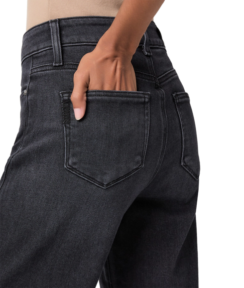Anessa W/ Twisted Outseam Panel + Raw Hem - Ink Black