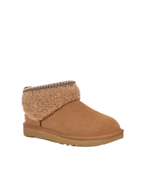Women's Classic Ultra Mini Maxi Curly Boot - Brown