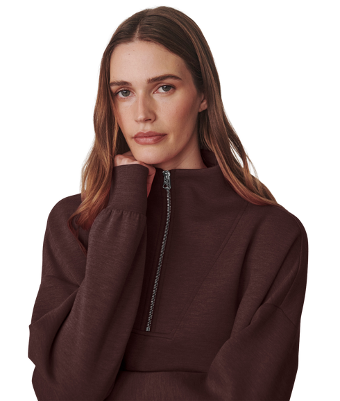 Hawley Half Zip Sweat - Coffee Been