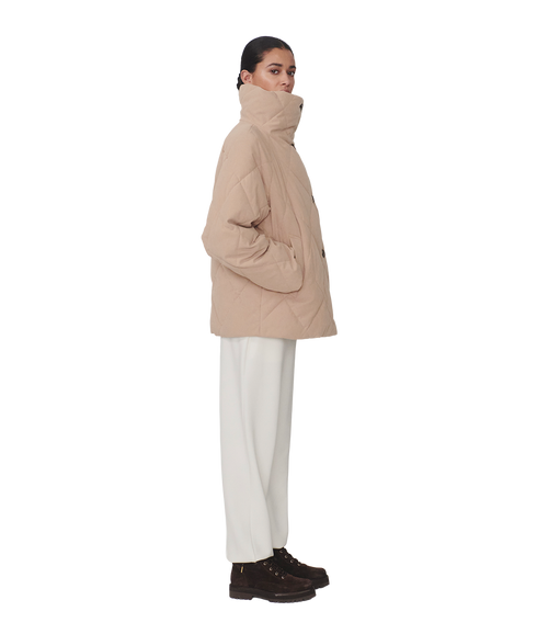 Evren Short Quilted Coat - Light Taupe