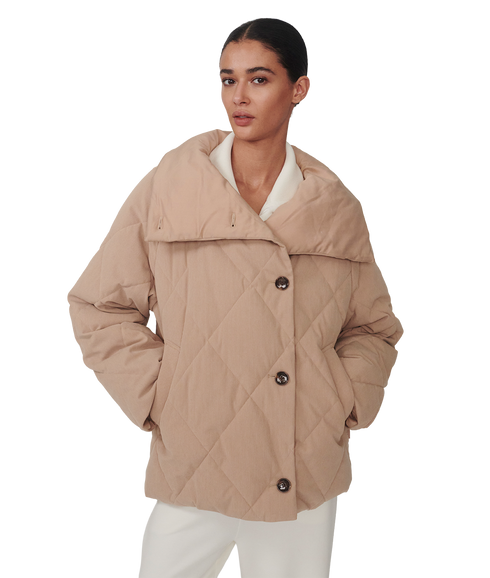 Evren Short Quilted Coat - Light Taupe