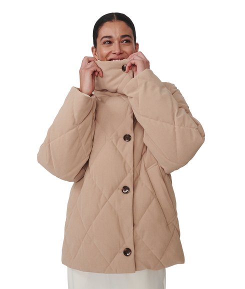 Evren Short Quilted Coat - Light Taupe