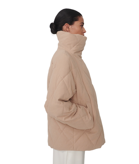 Evren Short Quilted Coat - Light Taupe