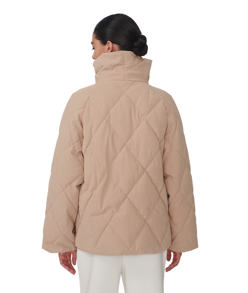 Evren Short Quilted Coat - Light Taupe