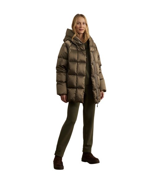 Latimer Down Wrap Puffer - Metallic Olive