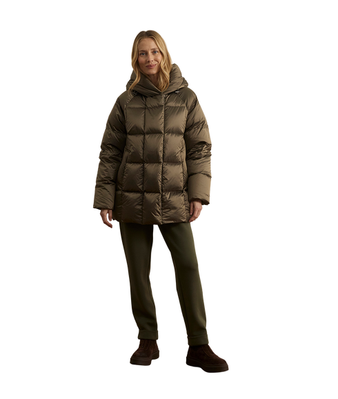 Latimer Down Wrap Puffer - Metallic Olive