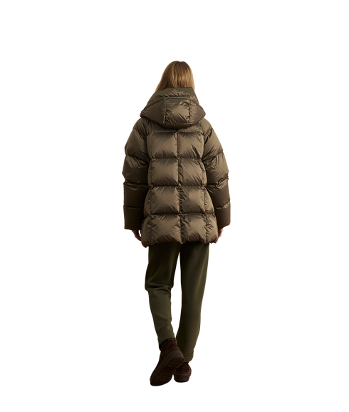 Latimer Down Wrap Puffer - Metallic Olive