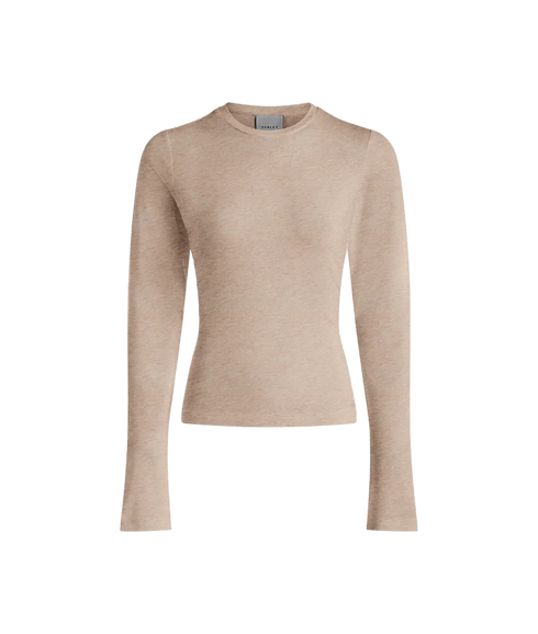 Edna Long Sleeve Fitted Tee - Taupe Marl