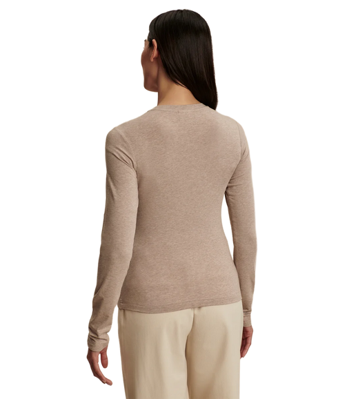 Edna Long Sleeve Fitted Tee - Taupe Marl