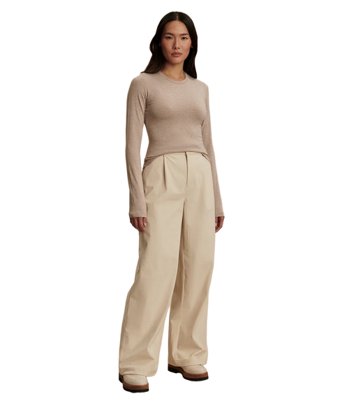 Edna Long Sleeve Fitted Tee - Taupe Marl