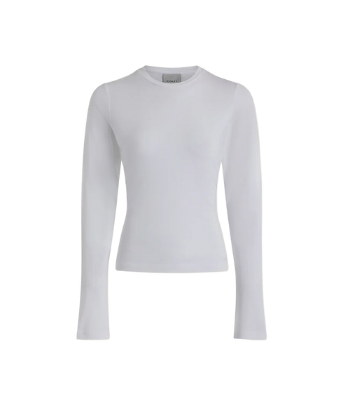 Edna Long Sleeve Fitted Tee - White