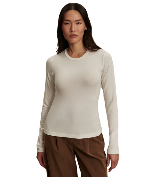 Edna Long Sleeve Fitted Tee - White