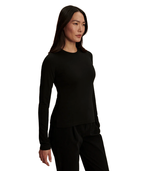 Edna Long Sleeve Fitted Tee - Black